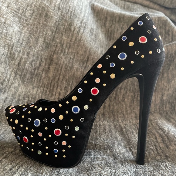 6” Suede multicolor stilettos size 8.5 - Picture 2 of 4